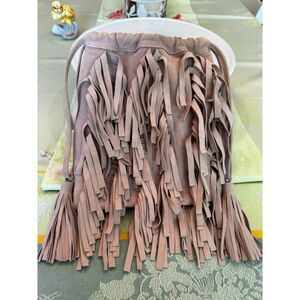 Beautiful pink suede Barneys New York fringe hand bag; gorgeous